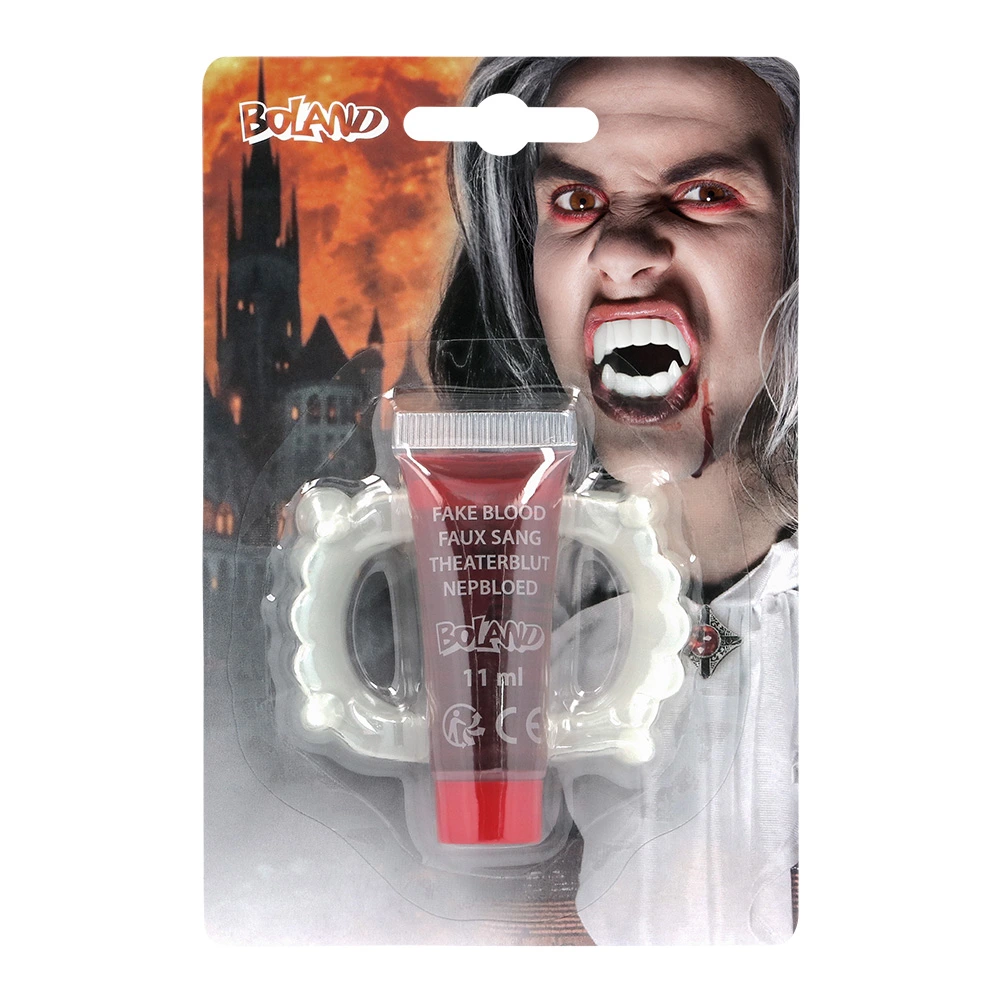 Vampyrtænder med falsk blod - 11 ml 