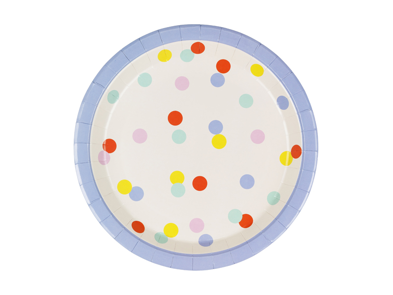 Paptallerkener med konfettiprint, Ø 23 cm – 6 stk.