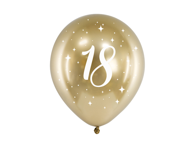 Guld Chrome Ballon, 18år , Glossy Latexballoner