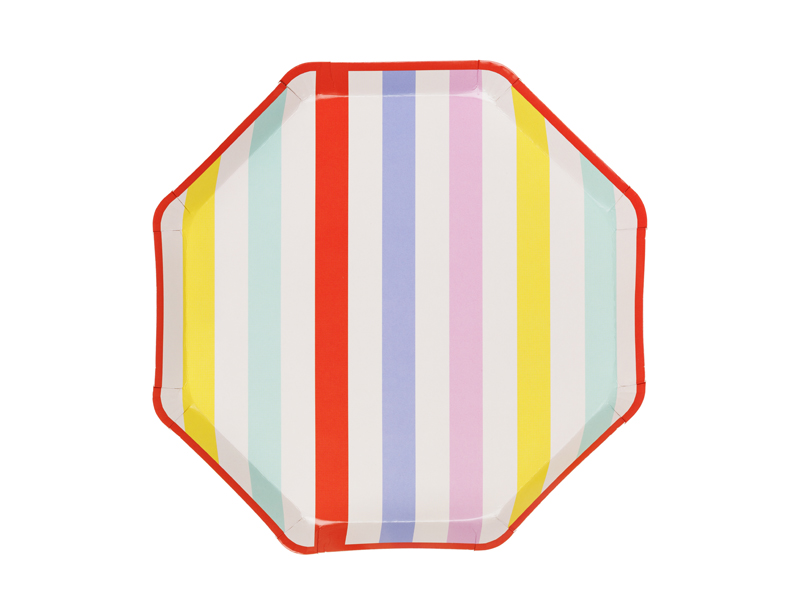 Stribede paptallerkener, 24,5x24,5 cm – 6 stk.