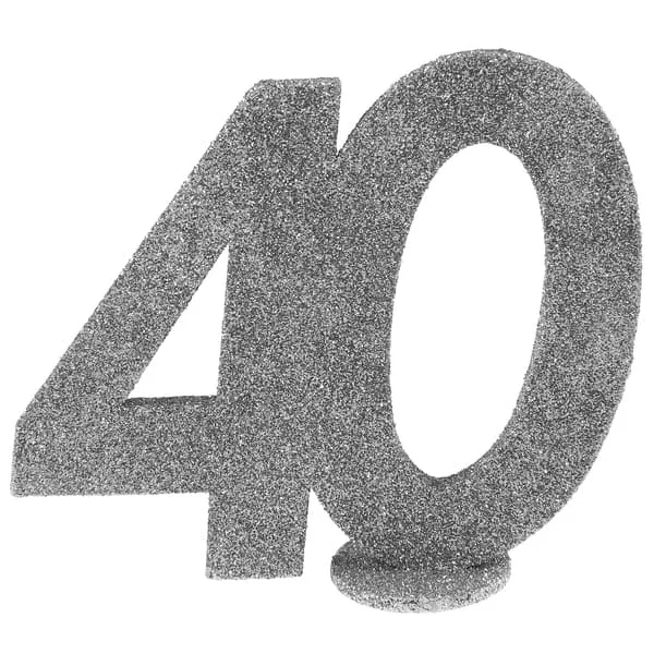 Lille Sølv Glitter "40" Tal - Borddekoration